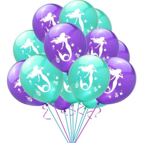 12inch Purple Blue Color Mermaid Birthday Decoration Balloon Happy Birthday Party Decoration For Kids Baby Shower Supplies