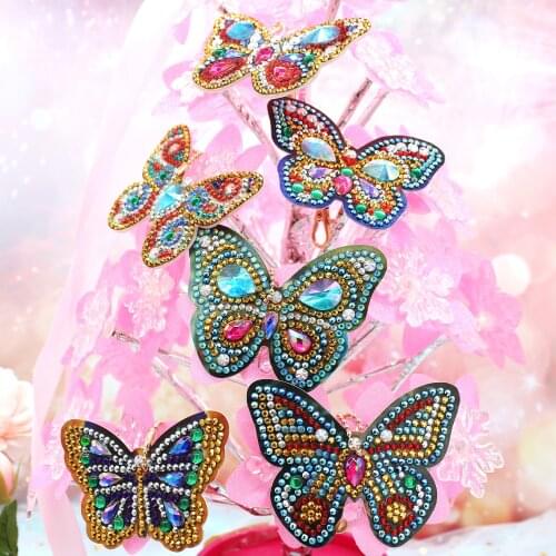 2/3/5/6Pcs Butterfly Design 5D Full DIY Diamond Painting Keychain Custom Painitng With Round Beads One Pack Special Diamond