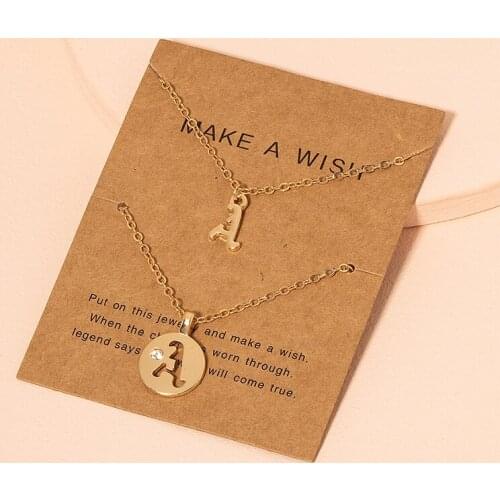 2022 Ins Gold Double Layers 26 Letter Alphabet A-Z Initial Make A Wish Pendant Necklaces Trendy Korean Fashion Party Jewelry