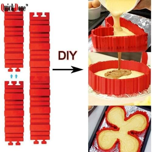 QuickDone 4 Pcs/set Silicone Cake Mold DIY Bakeware Magic Snake Square Rectangular Heart Shape Round Baking Pastry Tools AKC6063