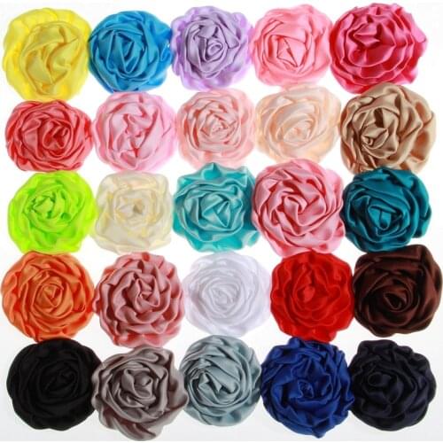 5pcs 3" 7.6cm Chiffon Ruffles Rose Bud Flower Fashion Hair Accessories Decoration Flower DIY Accessory Without Hairclip
