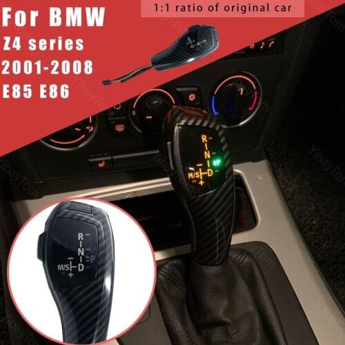 Car-styling Pre-facelift Silver Automatic Accessories for BMW Z4 E85 E86 2001-2008 Led Gear Shift Knob Carbon Fiber Pattern LHD