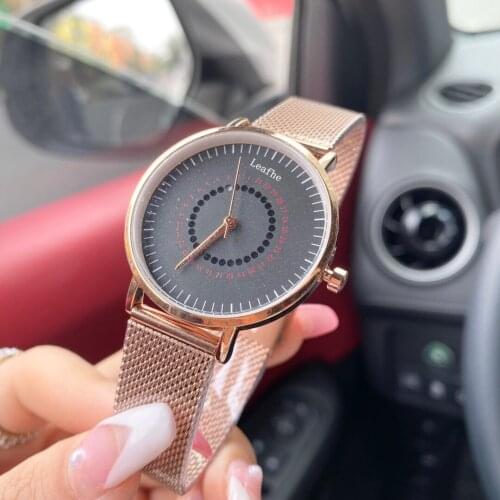 Fashion simple womens watches stainless steel mesh strap imported movement mineral high-strength glass quartz watch 36mm