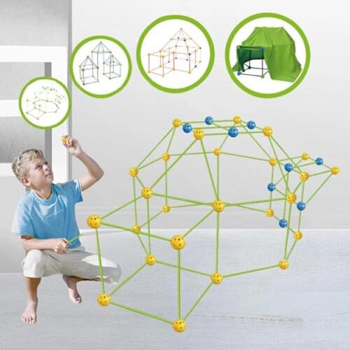 Kids Fort Building Kits Creative Fort Toy For Boy And Girls Learning Toys DIY Building Castles Tunnels Play Tent Tower