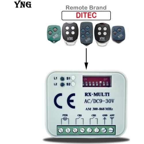 DITEC Universal Garage Remote Control Receiver 2CH 9V-30V RX-MULTI For DITEC GOL4 BIXLG4 BIXLP2 BIXLS2 GOL4C Garage Door Control