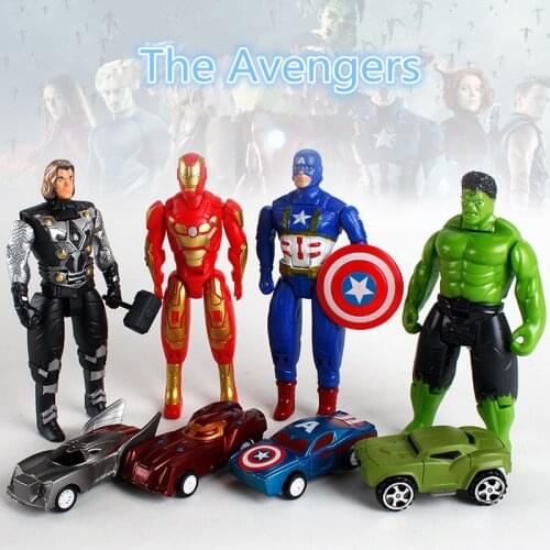 Marvel The Avengers 3 Infinity War Action Figure Toy Spider man Captain America Hulk Pull Back Car Toys For Children