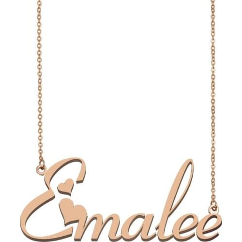 Emalee Name Necklace Custom Nameplate Necklace for Women Girls Best Friends Family Birthday Wedding Christmas Mother Days Gift