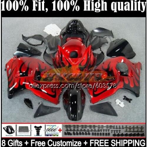Injection For SUZUKI Hayabusa GSXR1300 96 97 98 99 00 01 20CL.10 GSXR 1300 CC 2002 2003 2004 2005 2006 2007 Fairing Red & flames