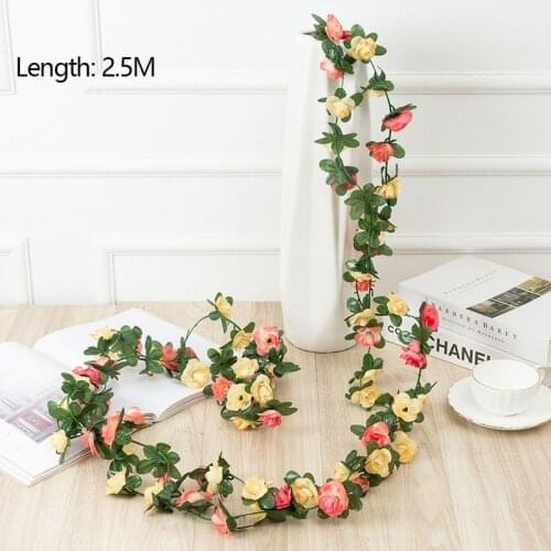 2.5M Artificial Rose Flowers Wreath Silk Cloth Hanging Peony Rattan Vine Fake Plant For Wedding Home Decoration Accessories
