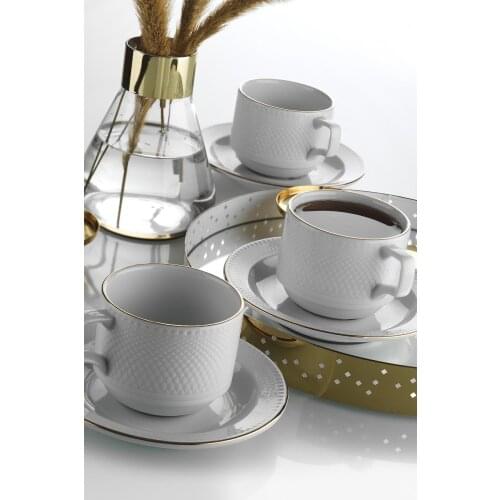 Emerald Gold Fishnet Tea Cup Pad 6 pcs, 6 pcs tea consists of tabağından