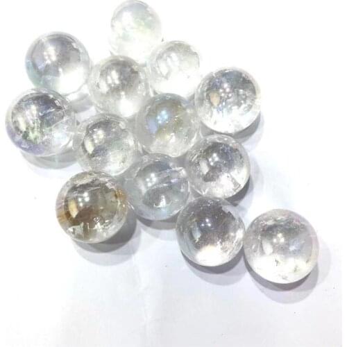 Natural Angel Aura Clear Quartz Handmade Crystal Sphere Gem Hand Massager Crystal Healing stone Ball for Decoration