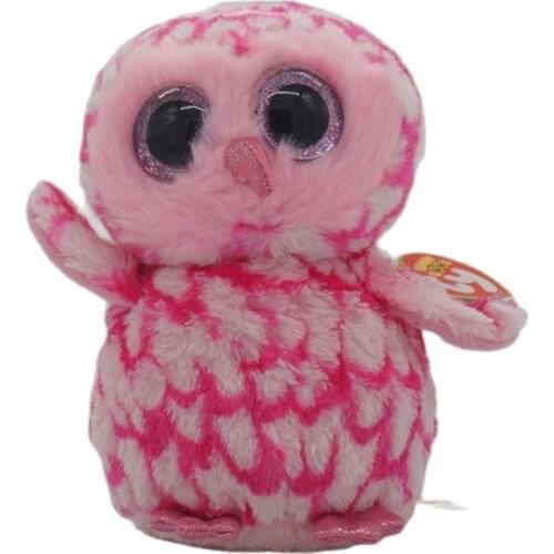 New Ty Beanie Boos Big Eyes 6" 15 CM Pink Owl Soft Plush Stuffed Animal Cute Doll Toy Boy Girl Child Birthday Christmas Gift