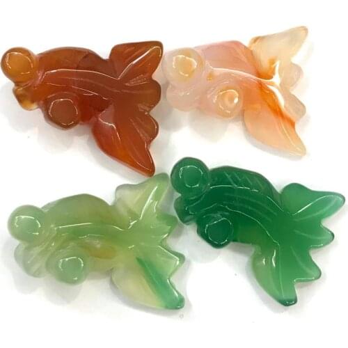 Semi natural gemstones pendant Goldfish shape Four colors DIY for making necklaces and bracelets