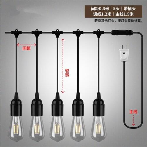 Retro Concatenated String Line Pendant Lights E27 Vintage Garden Wedding Bedroom Restaurant Shop Decor Pendant Lamps Fixtures