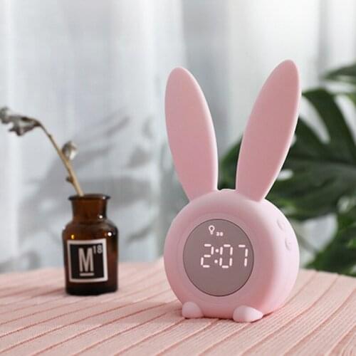 Cartoon cute rabbit timer alarm clock with night light LED light timer alarm clock creative USB charging bedside lamp