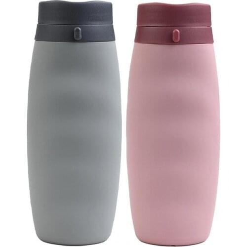 600ML Folding Cup Portable Silicone Large Diameter Bottle Mouth Easy Clean Durable Outdoor Home Office Collapsible Water Bottle