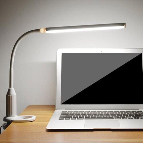 Clip-on LED Desk Lamp USB Dimmable Office Bedroom Study Reading Light ABS Silicone Metal Hose Touch Type Control Table Lamp