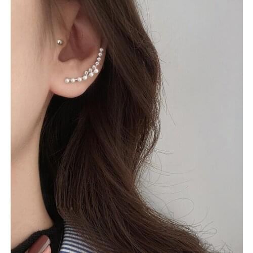 925 Sterling Silver Thin Curved Bar Geometric Earrings for Women Minimalist Zircon Stud Earrings Jewelry S-E1313