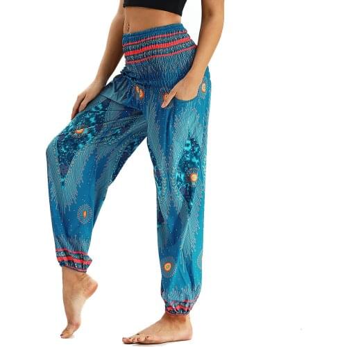 Plus Size Harem Pants Women Boho Ethnic Chic Wide Leg Pants Ladies Fitness Trousers Female Sarouel Loose Pocket Sweatpant