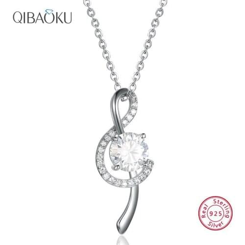 Sterling Silver 925 Necklace Moissanite Musical Note Necklace Jewelry for Women Wedding Pendant Silver Necklace Gift