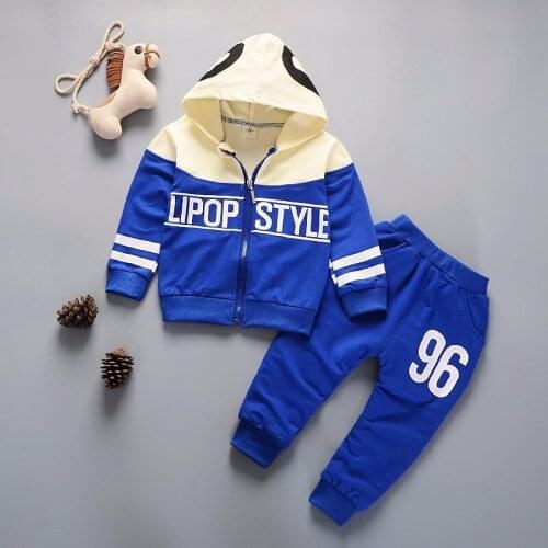 ZWF209 Spring Baby Casual Tracksuit Children Boy Girl Cotton Zipper Jacket Pants 2Pcs/Sets Kids Leisure Sport Suit Clothing