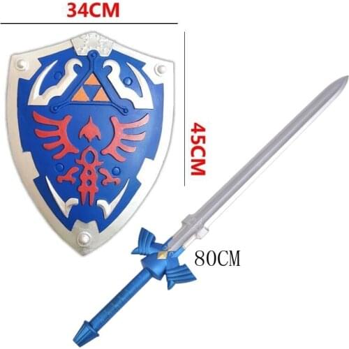 2 Pcs/Set 1:1 Cosplay Skyward Sword & Shield Link Safety PU Material Weapon Sword Safety PU Kids Gift