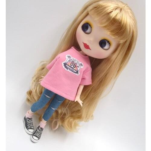 1pcs Blyth Doll Clothes Casual t-shirt, jeans for Blyth , Azone OB24 OB23 1/6 doll accessories