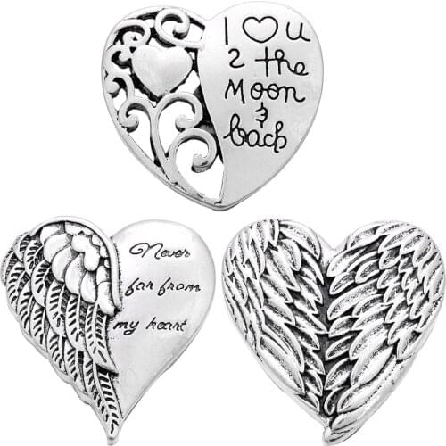 10pcs/lot 2018 New Snap Jewelry Angel Wings Love Heart Metal 18mm Snap Buttons Fit Snap Bracelet For Women Valentines Day Gift