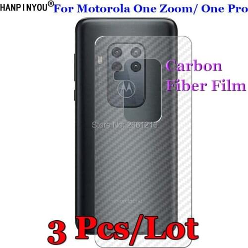 3 Pcs/Lot For Motorola One Zoom / One Pro 6.39" 3D Non-slip Clear Carbon Fiber Back Film Screen Protector Protective Sticker
