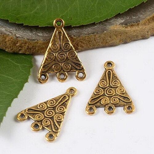 40pcs dark gold-tone triangle technics connectors h2020