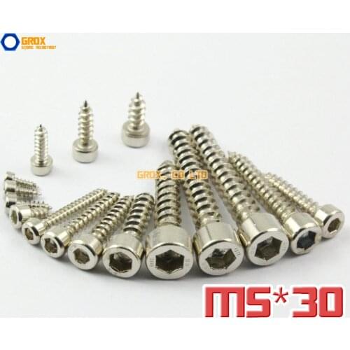 50 Pieces M5 x 30mm 8.8 Grade Alloy Steel Nickel Plated Hexagon Socket Cap Head Self Tapping Screw Model Screw