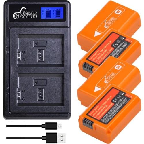 2160mAh NP-FW50 Battery + LCD Dual USB Charger for Sony A6000 Battery A6400 A6300 A6500 A7 A7II A7RII A7