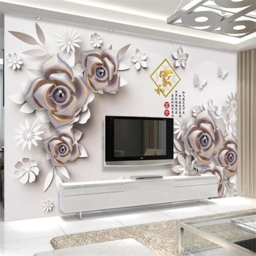 Beibehang Custom wallpaper simple European 3d embossed flowers home and jewelry papel de parede mural TV background wall paper