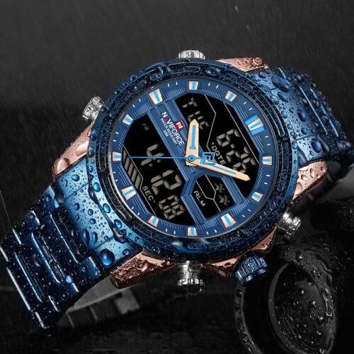 NAVIFORCE Luxury Brand Mens Military Sport Watch Men Stainless Steel Quartz Wristwatch Waterproof Male Clock Relogio Masculino