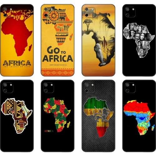 Black tpu Case For Xiaomi Redmi 7A 8 8A 9 9A 9C Case Redmi Note 8T 8 Pro T Note 9 9S 9 Pro Case Africa Map Geography