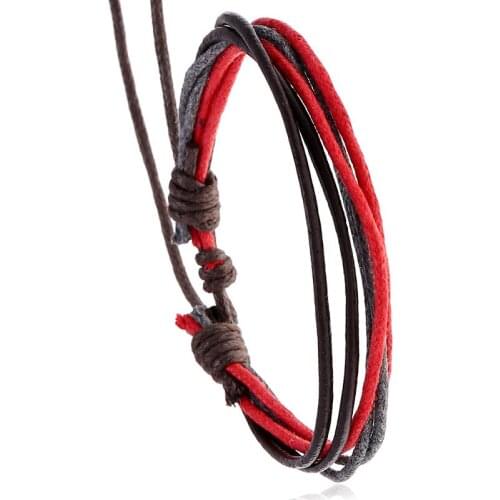 Jessingshow Hand-woven Fashion Jewelry Leather Braided Rope Wristband Wrap Multilayer Men Bracelets & Bangles For Women