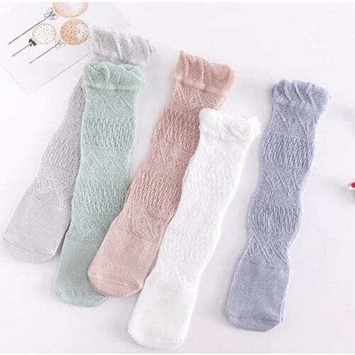 Summer Baby Girls Boys Knee High Socks Toddler Warm Cotton Stockings Breathable Mesh Long Socks For Newborn