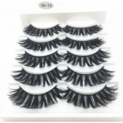 LTWEGO 5 pairs faux 3d mink lashes fluffy wispy false eyelashes natural long eyelash extension makeup handmade fake lash 3D-72