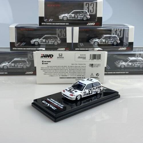 INNO Car 1:64 Hondas civic EF9 #33 Team Racing Forum Collection Metal Die-cast Simulation Model Cars Toys