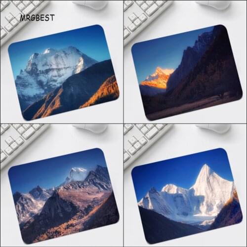 MRGBEST Beautiful Scenery of Snowy Mountains Mouse-pads with Natural Softy Rubber Desk Mats for Office Table Pad Small Size