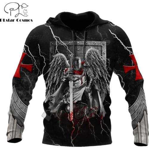 Knight templar 3D All Over Printed Men Hoodie Armor Style Unisex Deluxe Hoodies Zip Pullover Casual Jacket Tracksuit KJ386