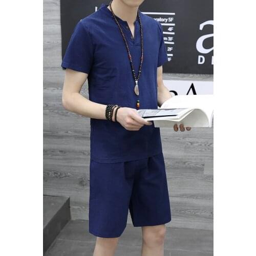 Men Running Set Summer Male Tracksuit Clothing Fashion Vintage Short Sleeve O-Neck T-shirt + Quick Dry Shorts 2 Piece Sportswear