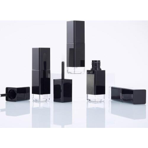 New Lip Gloss Wand Tubes 8ml Square Black Lipgloss Packaging Clear Base Empty Cosmetic Containers Lip Gloss Tubes 50pcs 100pcs