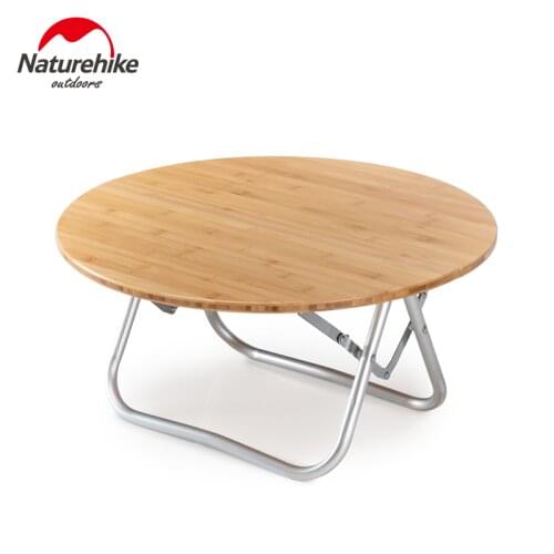 Naturehike Ultralight Outdoor Camping Portable Folding Bamboo Round Aluminum Alloy Mini Picnic BBQ Table Furniture NH19JJ003