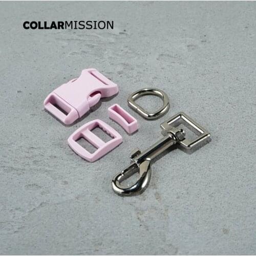 Plastic buckle+Tri-Glid+square keeper+D ring+metal dog clasp/set)Electroplating process 20mm pink DIY dog collar accessories