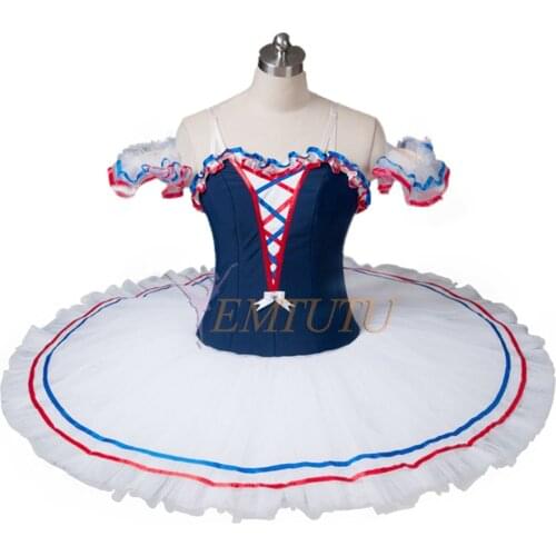 Adult Flames Of Paris Professional Ballet Tutus Navy Blue White Women Pancake Platter Ballet Tutu Dress Ballet Stage Costume