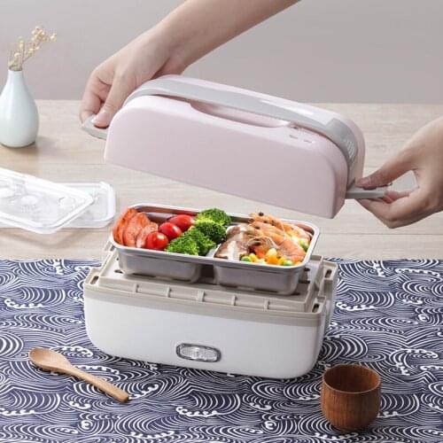 270W rectangle electric rice cooker double layers heating students office workers mini lunch box