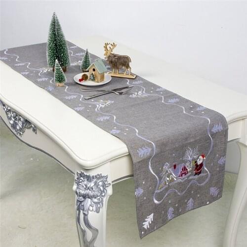 Christmas Table Runer Santa Claus Embroidered Table Runner Festival Party Table Decoration Table Runner Home Decoration