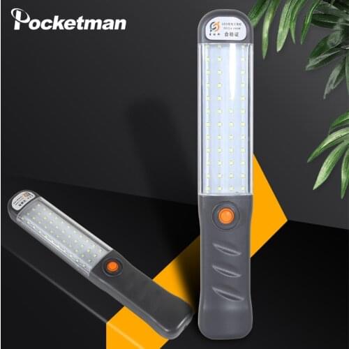 48 LED Handheld LED Work Light USB Rechargeable Flashlight Portable Torch with Magnet Hook Built-in Battery