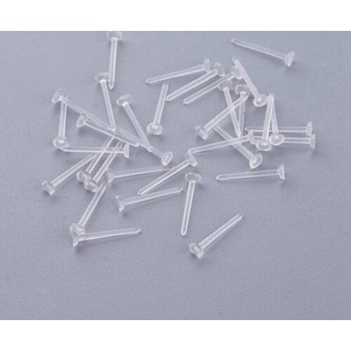 12x3mm Clear Plastic Flat Round Stud Earring Findings Women Jewelry Accessories,about 1000pcs/bag F50